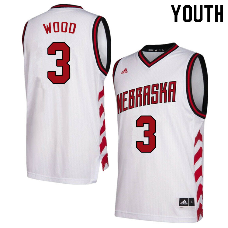 Youth #3 Elijah Wood Nebraska Cornhuskers College Basketball Jerseys Sale-Hardwood Classics - Click Image to Close